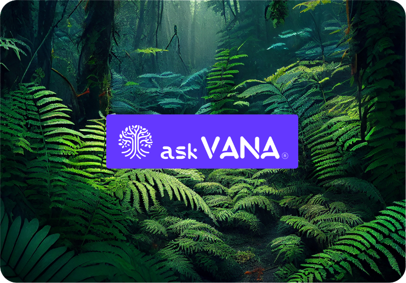 Ask Vana Logo White purple bg